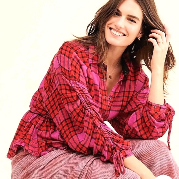 Free People| ‘Pacific Dawn’ Flannel Top - Picture 4 of 8
